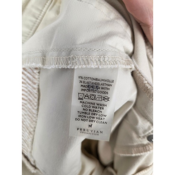Peruvian Connection Womens Cream Moto Equestrian Slim Pants Ankle Zip Size 12 - Picture 7 of 7